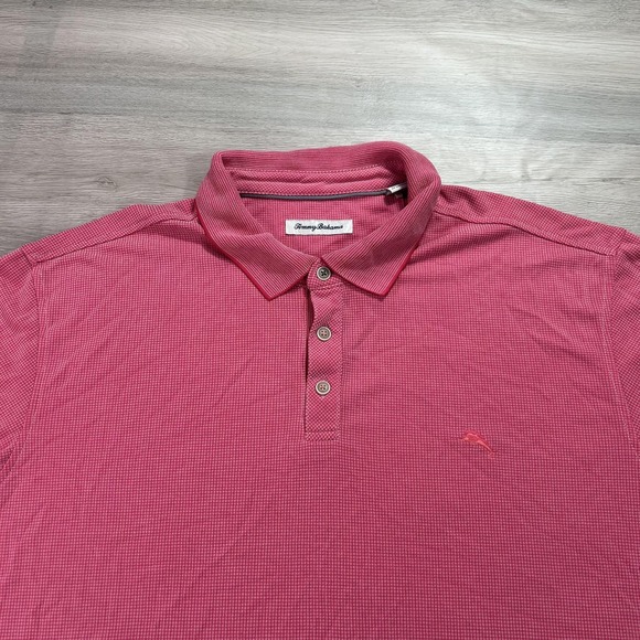 Tommy Bahama Polo Shirt Mens 2XL Pink Red Textured Modal Blend Casual Golf - Picture 3 of 10